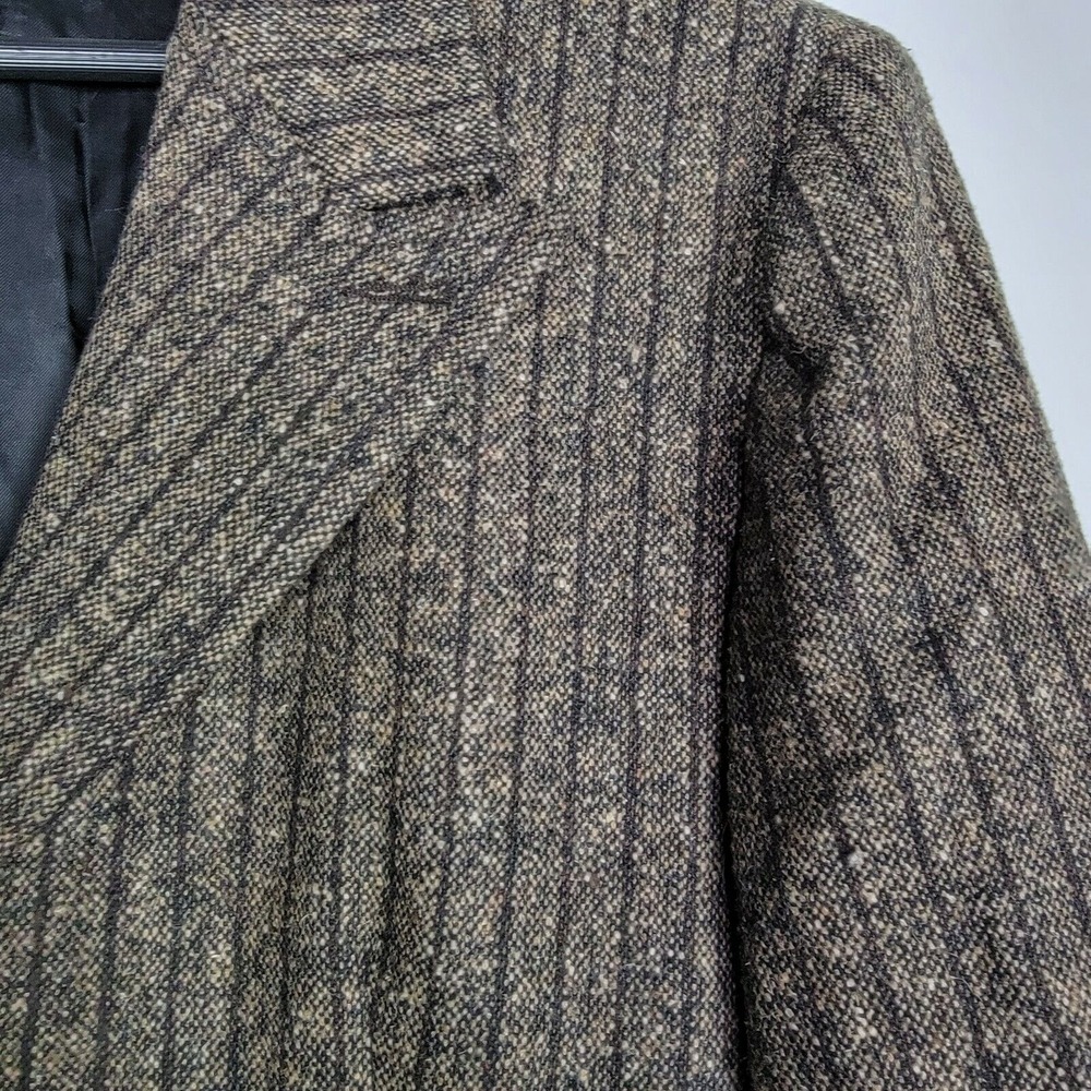Zara Concept‎ Collection Womens Blazer Size 10 Brown Striped Tweed 3 Button Work - Picture 4 of 7